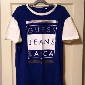 Men's guess t-shirt size extra large Blue white and silver